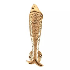 Set of 2 Antique Look Golden Fish Shaped Brass Door Handle Home Decor