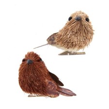 Set of 2 Sisal Bird With Clip Ornaments C7878 w
