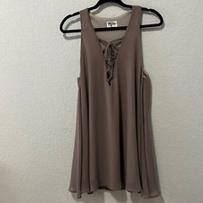 SHOW ME YOUR MUMU Beige/Brown Lace Up Mini Dress, Size S