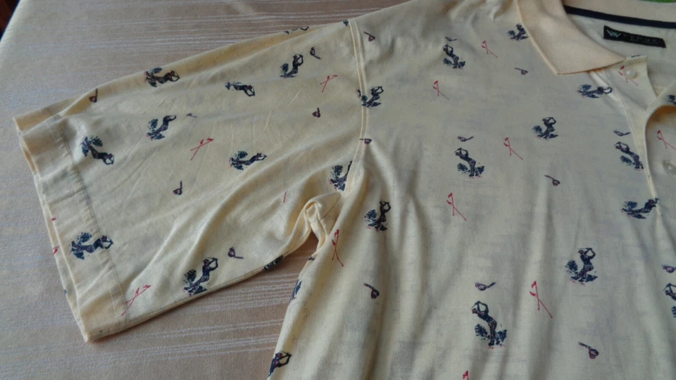 CUÑA - Golf y más allá - Polo para hombre 100 % algodón estampado AMARILLO talla XXL Foto 4 de 4