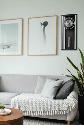 Seiko Modern Noir Wall Clock with Pendulum and Dual Chimes