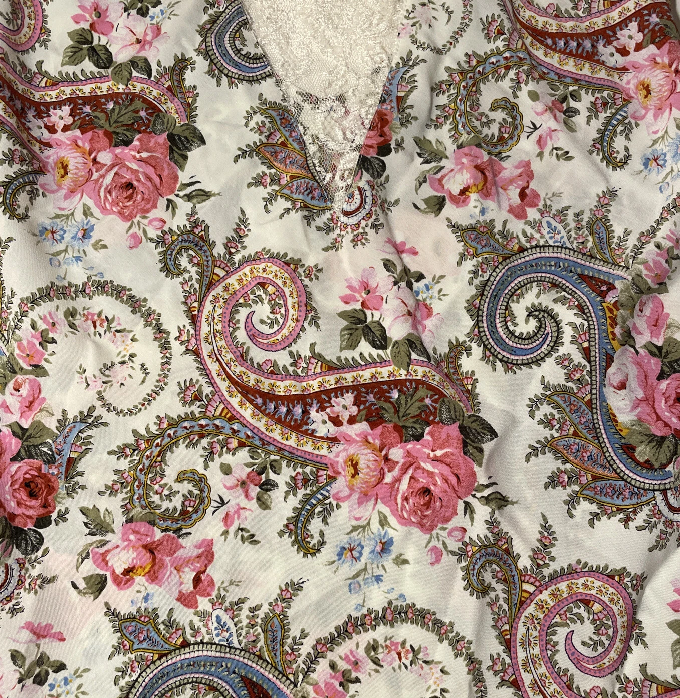 UNDERCOVER Camicia da notte vintage Victoria’s Secret Paisley Roses pizzo slip dress taglia P(S) usata in ottime condizioni!