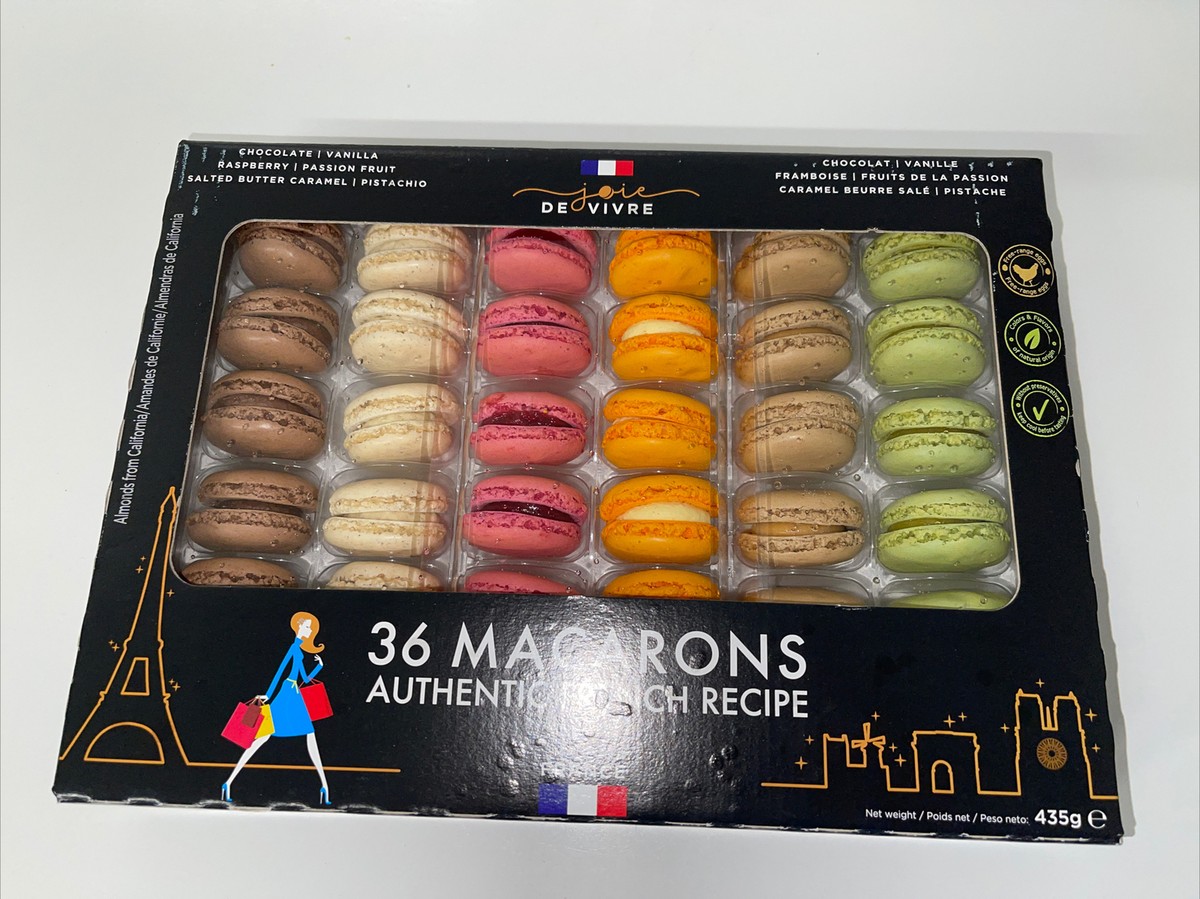 Authentic Imported French Macarons 395g 6 Flavours , 36 Macaroons