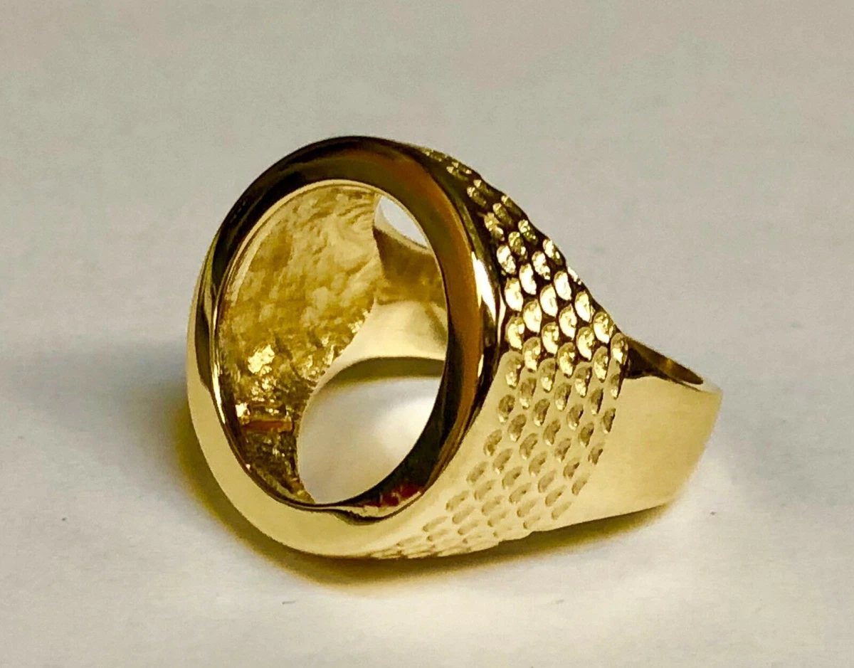 14K Yellow Gold Men s 20 MM COIN RING mounting only for 1 10oz