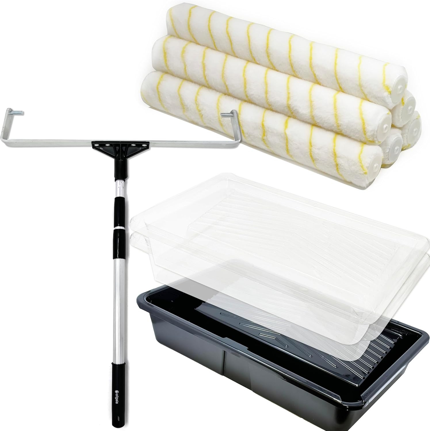 18 Inch Painting Roller Kit Pro Grade 10 PC Set Paint Tray and Liner, Rollers an