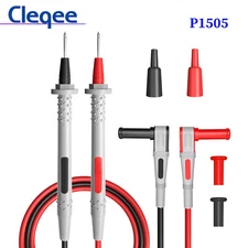 Silicone Multimeter Test Leads Kit with Gold-Plated Precision Sharp Probes 4.9ft