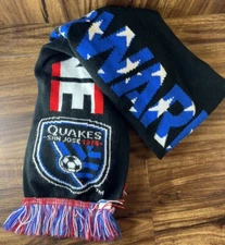 Official MLS San Jose Earthquakes Soccer Knit Scarf Black Blue Quakes Stanford