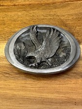 Vintage C+J Inc 1988 American Eagle Belt Buckle Pewter Made In USA