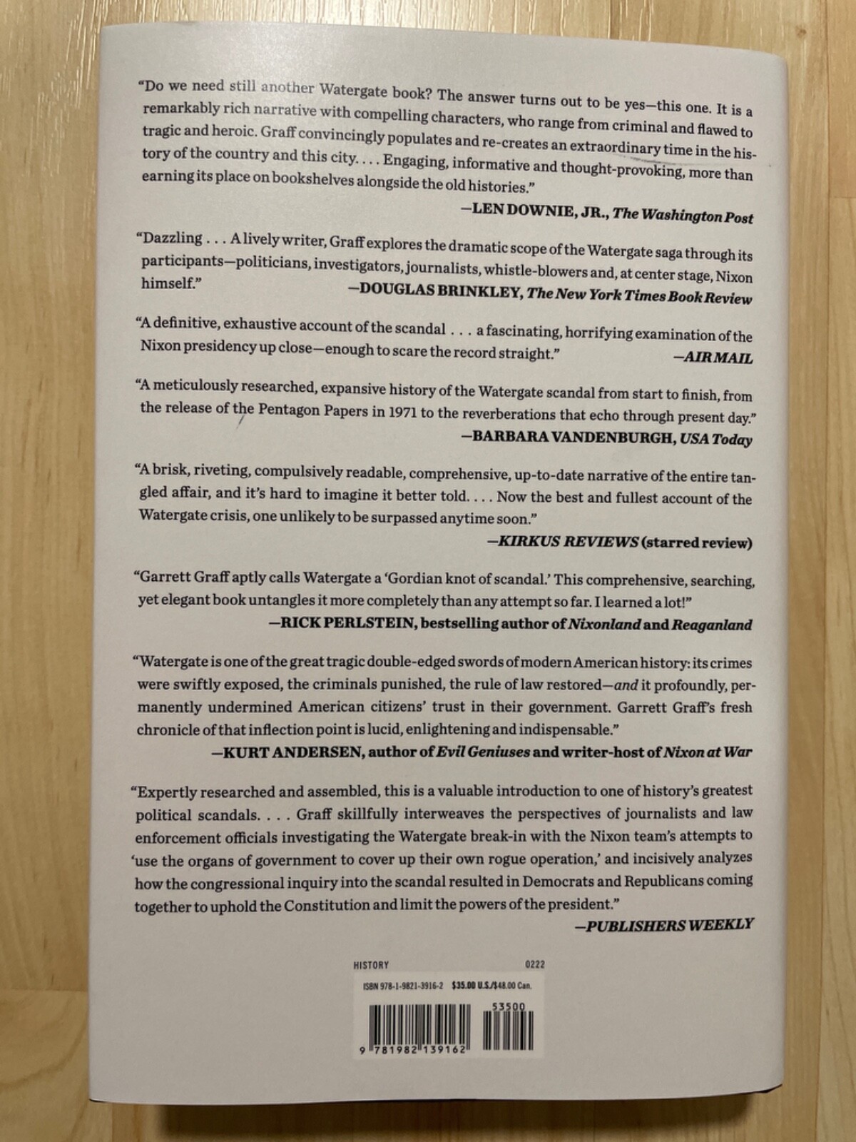 Watergate A New History by Garrett M. Graff (2022, Hardcover