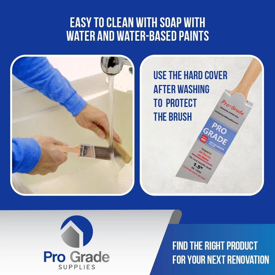 12PK 1.5" Ángulo Casa Pared, Juego de Pinceles de Pintura Hogar Exterior o Interior Cepillo Foto 4 de 4