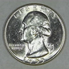 ***VINTAGE AMERICAN SILVER COIN***1955 Washington Quarter BU CHOICE Y722