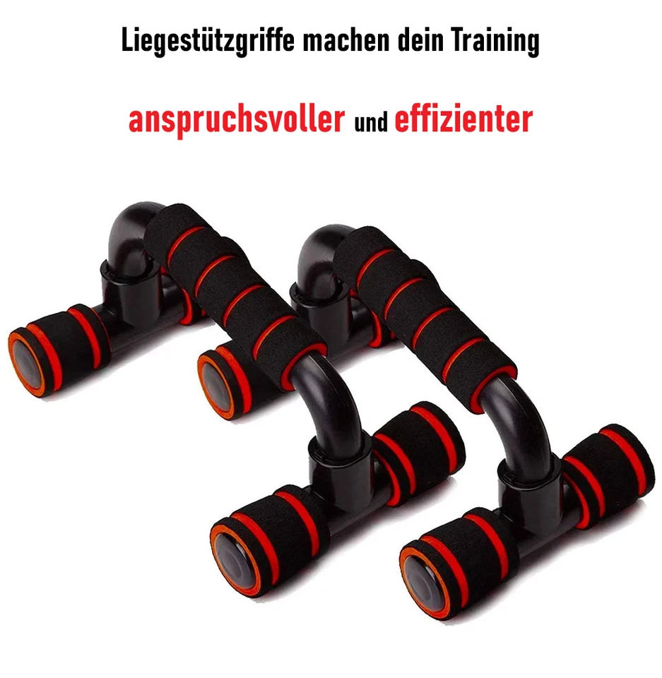 Liegestützgriffe Fitness Push Up Bars ZERLEGBAR Rutschfest Schwarz Rot Traglast - Bild 3 von 4