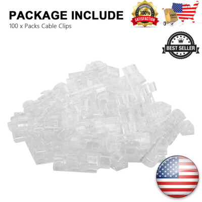 96 Pcs Cable Clips Self-Adhesive Cord Wire Holder Management Organizer Clamp NEW