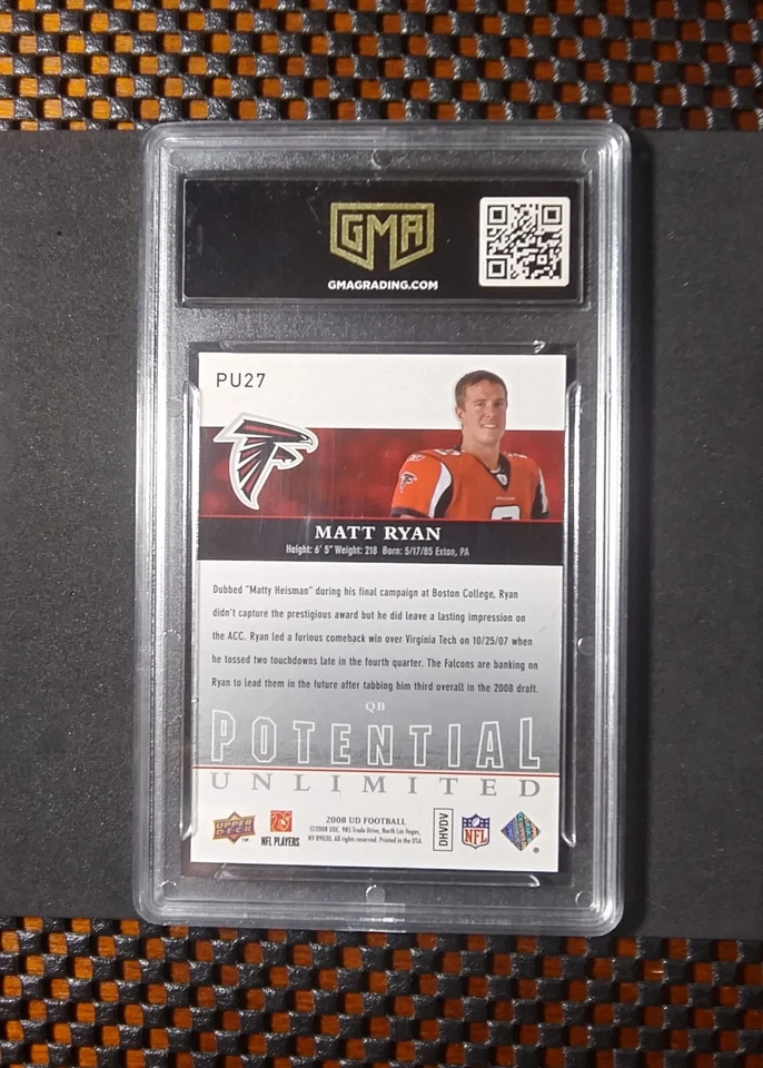 2008 Upper Deck Potential Unlimited Rookies #PU27 Matt Ryan RC -Matty Ice- GMA 9 - Image 4 of 4