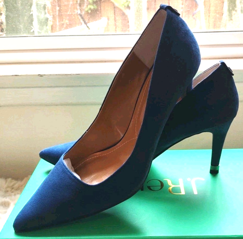 J.Renee Navy Blue Suede Sascha Pump Heel 9.5M New - Picture 5 of 8
