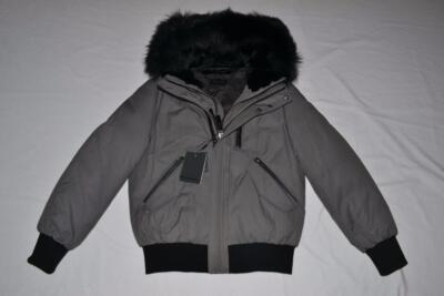 Authentisch Mackage Dixon Bomber Down Schiefergrau Pelz Kapuze Men Parka 46, 48