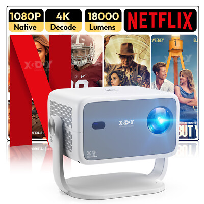 XGODY HDMI 4K Projector Portable 18000 Lumen 1080P HD Home Theater USB Bluetooth