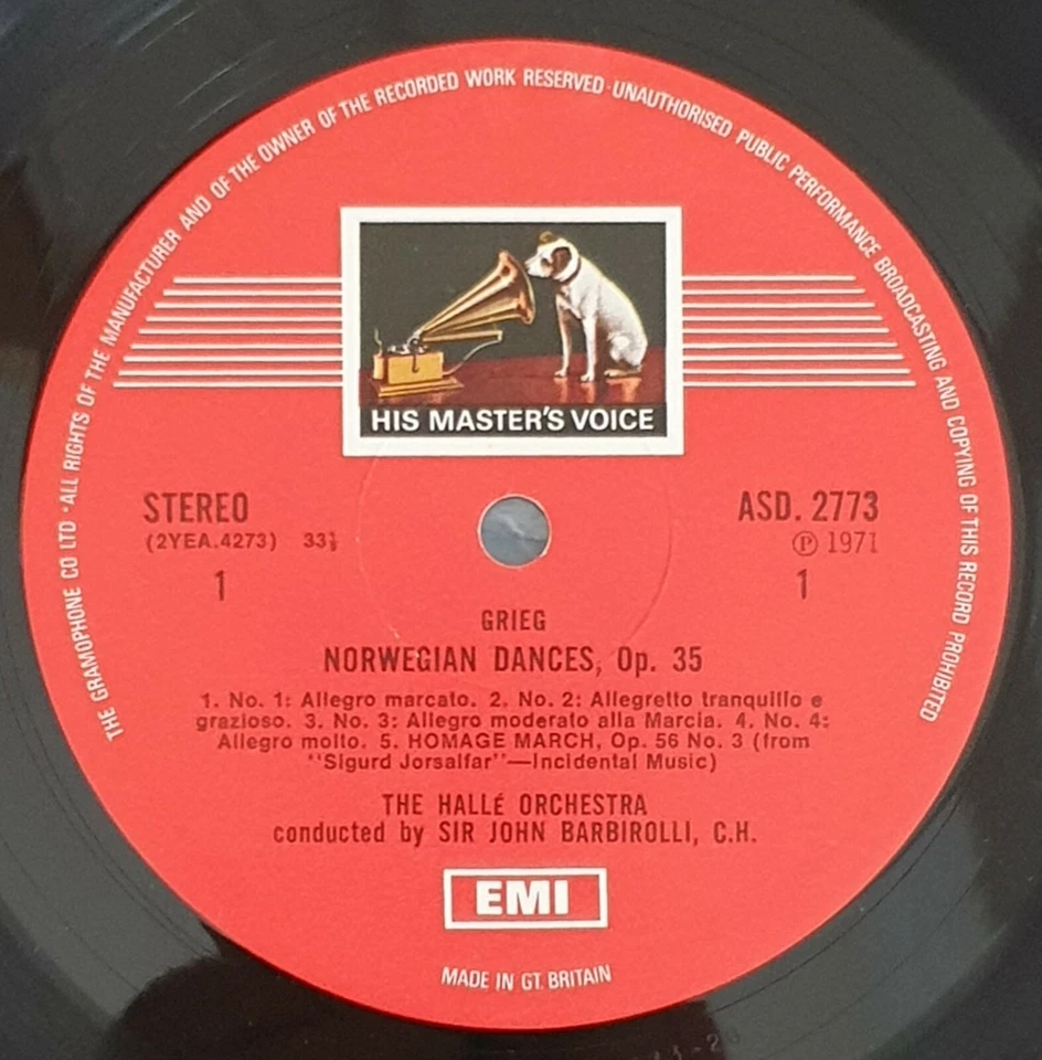 ASD 2773 Barbirolli conducts GRIEG, EMI Rare First Edition - Low Stampers - Image 3 of 4