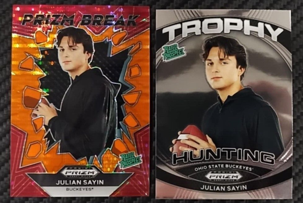 2024 Prizm Draft Julian Sayin Prizm Break 46/49 Orange Prizm+Trophy Rookie OSU