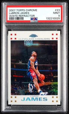 2007 Topps Chrome White Refractor #23 LeBron James 14/99 PSA 9