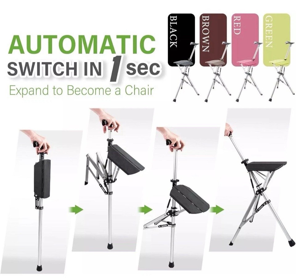 Bâton De Randonnée Portable STEP2GOLD Ta-Da Chair Série 2 - Rouge, Aluminium, Se Transforme En Chaise