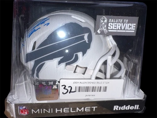 Josh Allen Signed Buffalo Bills Salute to Service Signed Mini Helmet Beckett