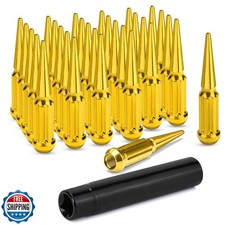 MEILUNBS 9/16-18inch Gold Pated 7-Slot Nuts 32 pcs, Pointed 7-Slot Nuts Wheel