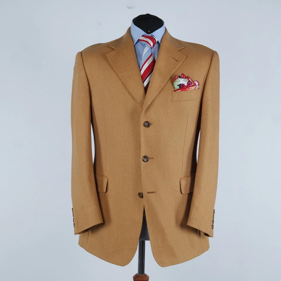 Mens PIERRE CARDIN Blazer 42S US Herringbone Wool Cashmere Sport Coat Jacket - Image 4 of 4
