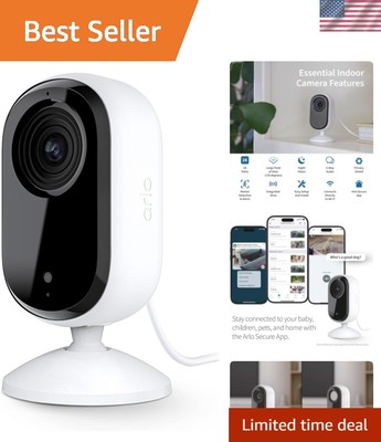 Smart Home Ready: Arlo Essential Indoor Camera | Easy Setup & Privacy Control