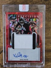 KYLE PITTS RPA ROOKIE RED PATCH RC AUTO ON CARD 5/20 - 2021 PANINI ONE PRECISION. rookie card picture
