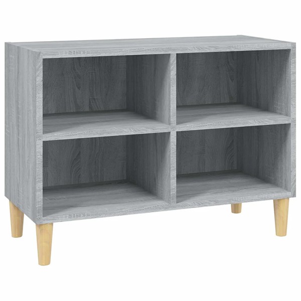 Tv-Schrank Mit Massivholz-Beinen Grau Sonoma 69,5X30X50 Cm-image