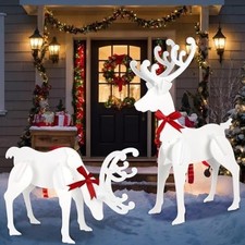 2 PCS 22.6" Large Reindeer Christmas Yard Signs Decorations Wood Christmas Deer