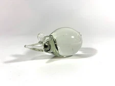 Vintage Hand Blown Clear Art Glass Mouse Figurine Paperweight 4.5" x 2.75"