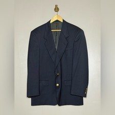 Vintage Christian Dior Monsieur Navy Blazer Gold Crest Buttons 42R USA
