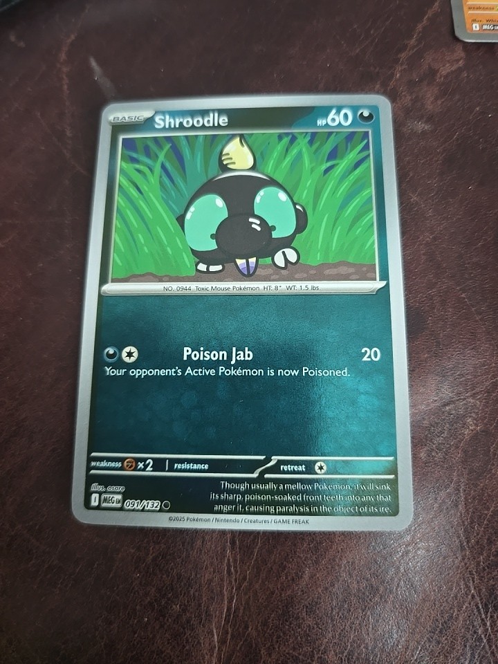 SHROODLE 091/132 REVERSE HOLO COMMON POKEMON TCG: MEGA EVOLUTION BASE SET NM