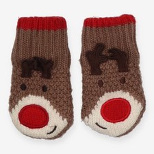 JoJo Maman B&eacute;b&eacute; Reindeer Mittens Brown Insulated Winter Kids, 0-12 months