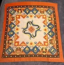 1960’S WAMCRAFT MADE IN USA  NATIVE AMERICAN BANDANA 21”x22” RARE
