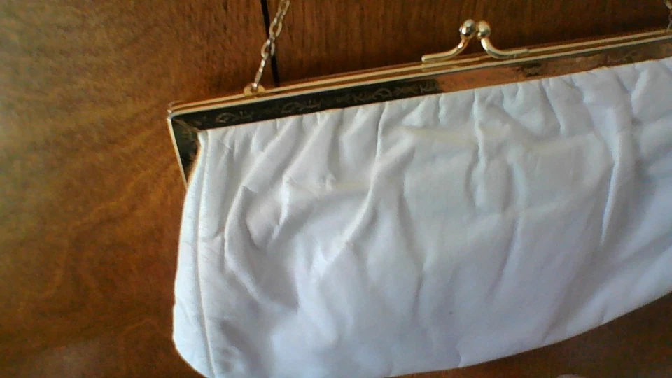 Винтажный Etra белый итальянский кожаный клатч сумочка вечер сумка золотой отделки цепочка - Изображение 3 из 4