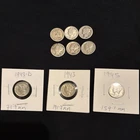 Mercury Dimes Lot of 9 - 1943, 1943-D & 1945 10C Silver 0.900 Fine