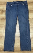 Women's Gloria Vanderbilt Amanda Pull On 4 Pocket Stretch Blue Jeans Size 16