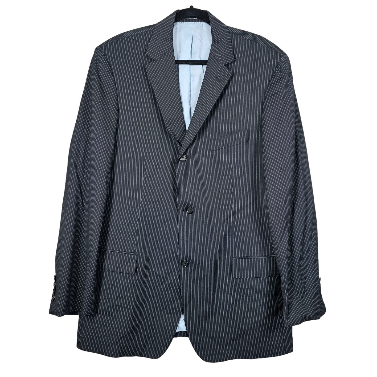 Hugo Boss 44L Bertolucci Movie Blue Super 120 Pinstripe Blazer Sport Coat Jacket