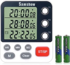Digital Dual Kitchen Timer 3 Channels Count UP/Down Cooking 318 