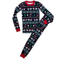 Hanna Andersson Kids Boy Girl Gnome Sweet Gnome Pajamas 10 Navy Blue Red Striped