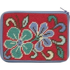 Alice Peterson Coin Purse Needlepoint Kit - SZ202 Red Asian Floral