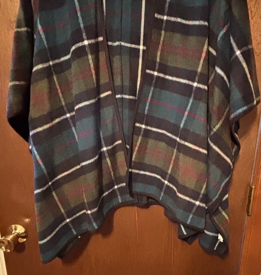 Cárdigan antiguo azul marino para mujer con chal envolvente M/L a cuadros frente abierto clásico Preppy Academia Foto 2 de 4