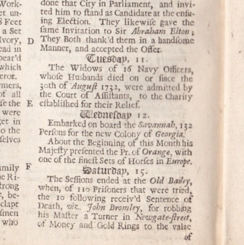 1733 Gentleman's Magazine - HMS "Savannah" leaves with 132 for Colony of Georgia - Imagen 6 de 6