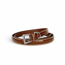 PRADA Women's Patent Leather Stitched Belt Brown size 70