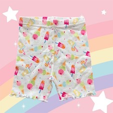 New VTG 2002 Gymboree Rainbow Sherbet White Ice Cream Print Bike Shorts - 12-18M