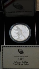 2012 Infantry Soldier Ultra Cameo Proof Silver dollar in US Mint Box /COA #JS5