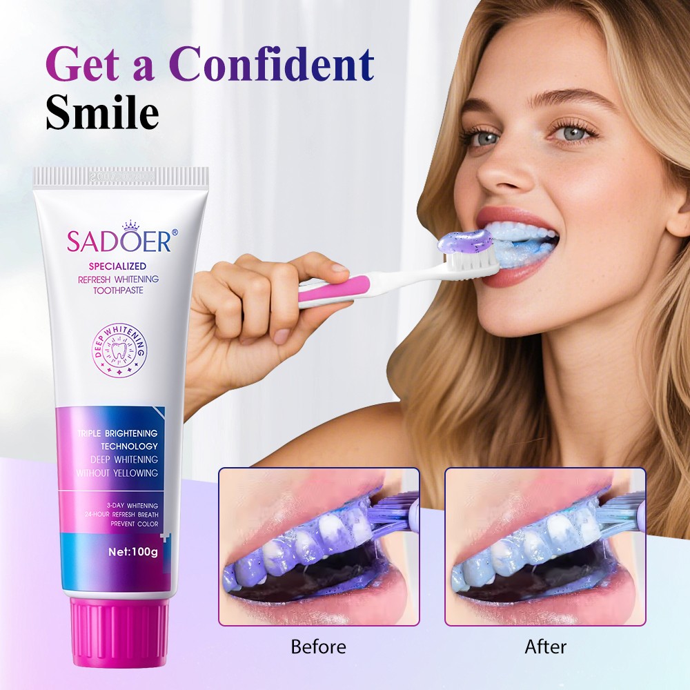 Purple Whitening Toothpaste for Teeth Stains & Bad Mouth Deep Cleaning Care